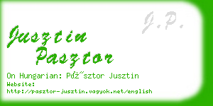 jusztin pasztor business card
